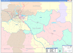 Eau Claire County, WI Wall Map Color Cast Style 2026